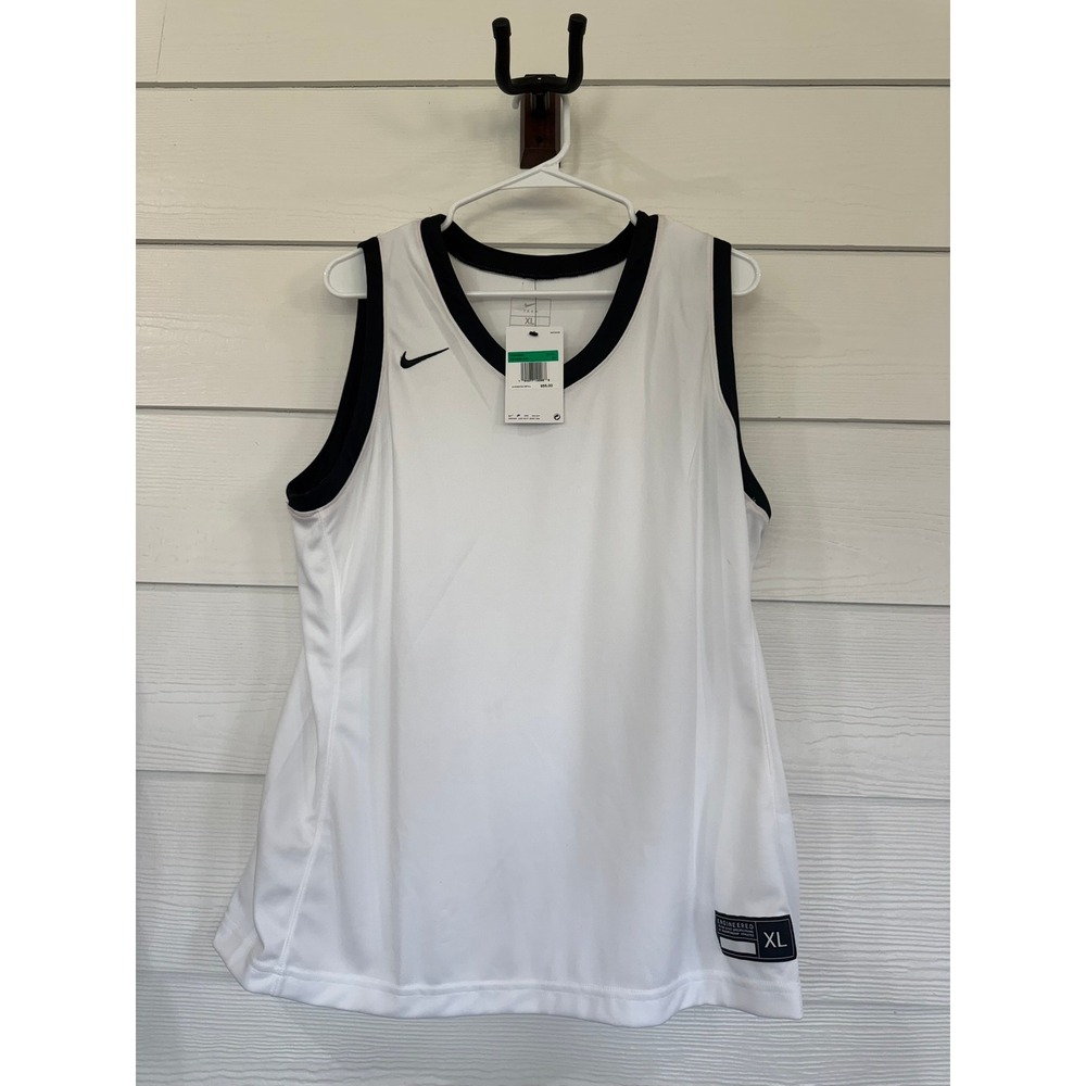 A- 065- Nike Womens Dri-FIT Basketball Jersey White Black XL CQ4356-106 NWT